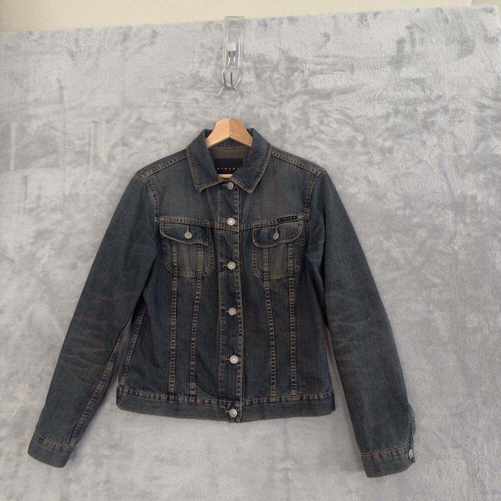 Sisley Denim Trucker Jacket Womens Small Blue Vintage Made in Italy Jean